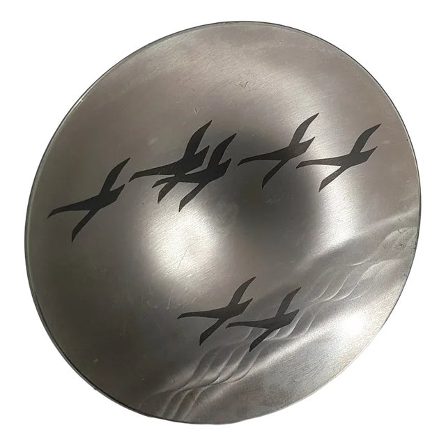 Mid-Century Silvered Ikora Wallplate With Wildgoose from WMF, 1960s For Sale