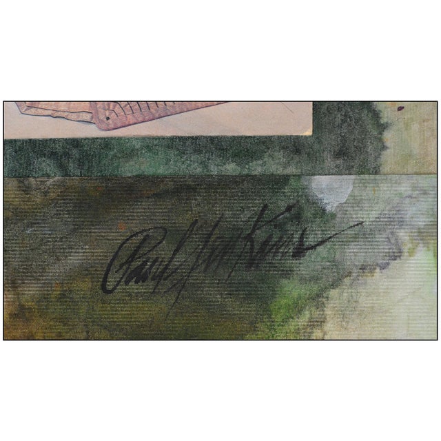 Paul Jenkins 1996 Lorne, April 16th Figurative Green Watercolor and Oil Paint Collage Paul Jenkins For Sale - Image 4 of 7