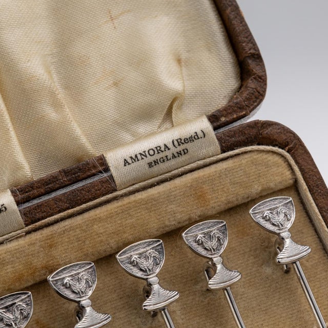 Vintage 20th Century English Silver Cocktail Sticks, 1934, Set of 6 For Sale - Image 10 of 13