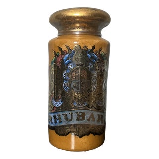 Large Victorian Apothecary Rhubarb Glass Jar, 1890 For Sale