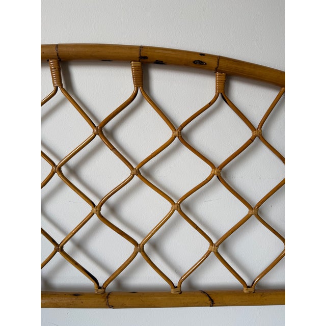 Mid-Century Modern Vintage Boho Chic Coastal Bamboo King Size Arched Headboard For Sale - Image 3 of 12