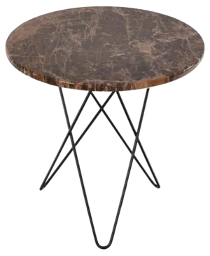 Brown Emperador Marble and Black Steel Tall Mini O Table by OxDenmarq