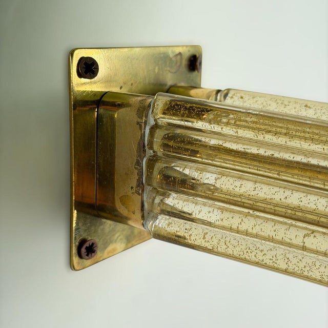 Vintage Murano Glass and Brass Wall Sconces by Tomaso Buzzi for Venini, 1940s, Set of 2 For Sale - Image 17 of 18