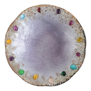 Gem Encrusted Enameled Bowl by Emaux-Limoges France For Sale