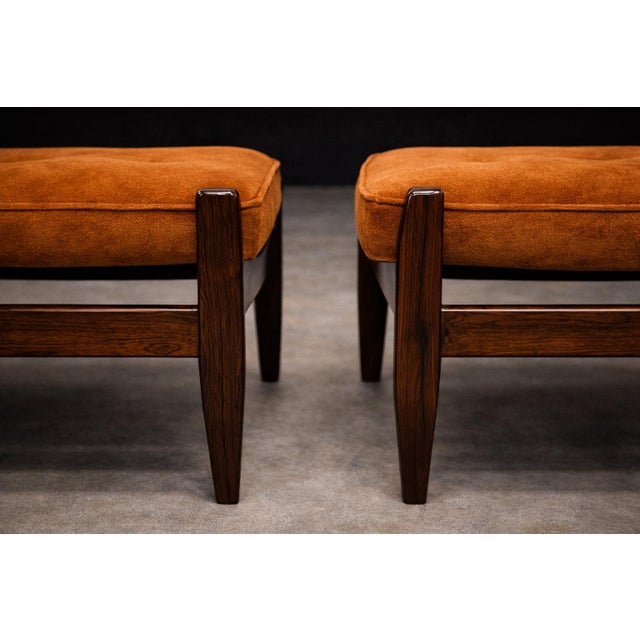 Alexandre Rapoport Brazilian Rosewood Armchair With Ottoman in Burnt Caramel Mohair, Brazil, 1960s For Sale - Image 15 of 17