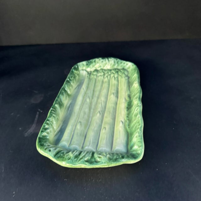 Italian Asparagus Majolica Serving Plate Signed E. & R. For Sale - Image 4 of 9