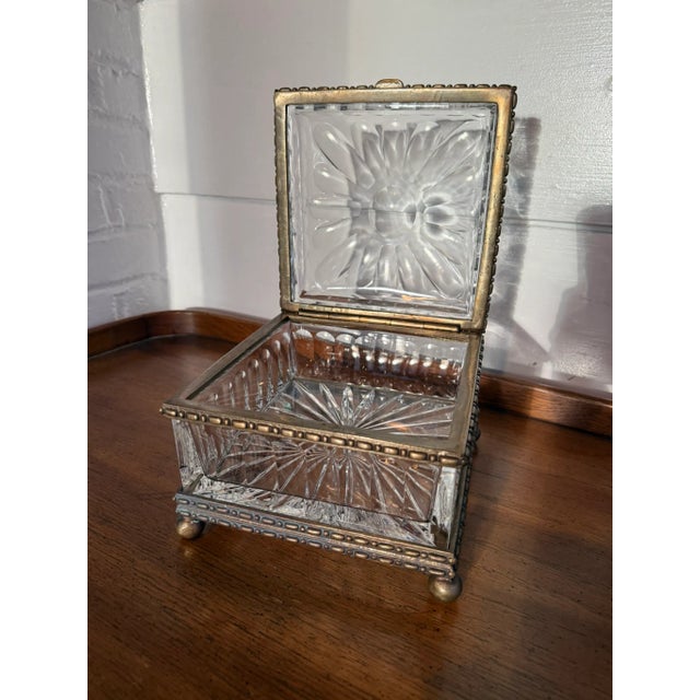 1960s Castilian Lead Crystal - Extra Large - Hinged Gilt Bronze Box - Casket - Jewelry Box For Sale - Image 10 of 12
