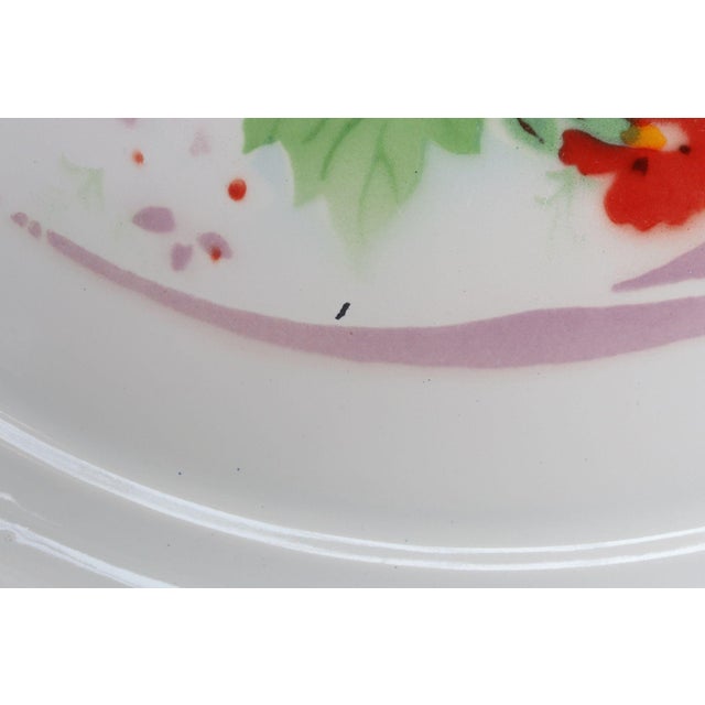 Baby Blue Large Vintage Bumper Harvest Floral / Rose Motif EnamelwareTray For Sale - Image 8 of 13