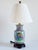 Vintage Mid-Century Chinese Famille Rose porcelain table lamp, featuring handpainted European courtship sceneries,...