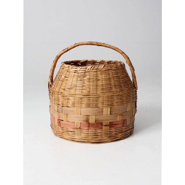 Antique Woven Carrying Basket For Sale - Image 11 of 11