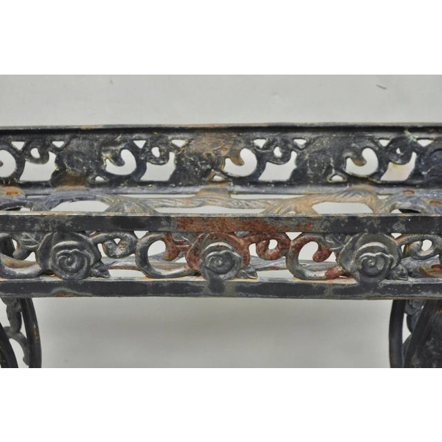 Vintage French Art Nouveau Style Heavy Wrought Iron Garden Planter Plant Stand For Sale - Image 4 of 17