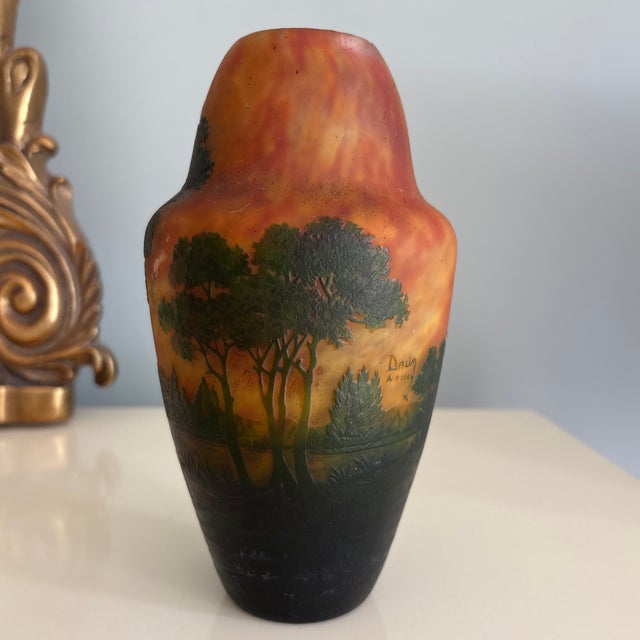 Art Nouveau Nancy Daum Cameo Glass Vase For Sale - Image 3 of 12