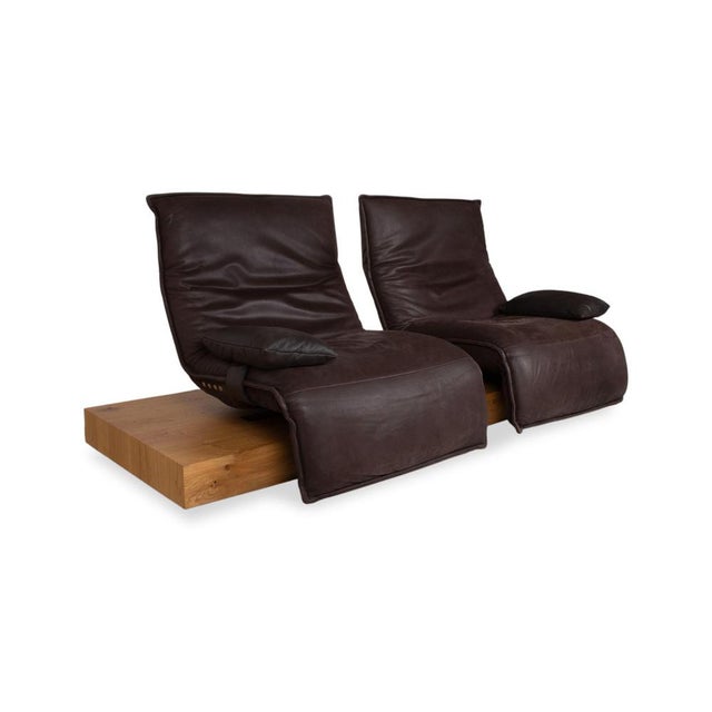 Modern Free Motion Epos 3 Leather Two-Seater Brown Electric Function Sofa from Koinor For Sale - Image 3 of 18