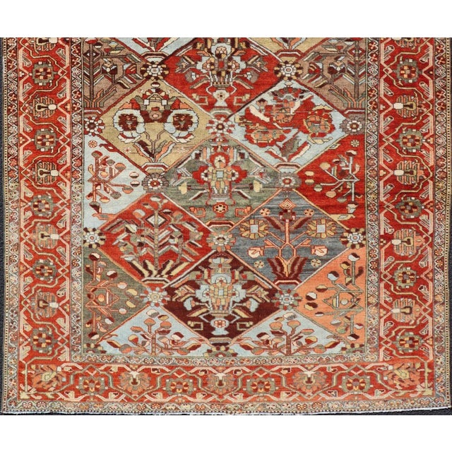 Antique Persian Bakhitari Colorful Rug in All-Over Diamond Garden Design 5'0 X 8'0 For Sale - Image 4 of 12