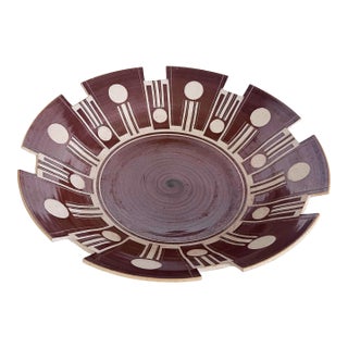 Vintage Overscale Geometric Ceramic Centerpiece Bowl For Sale