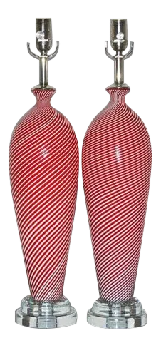 Dino Martens Murano Glass Lamps Red