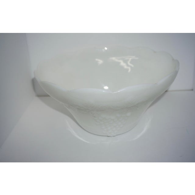 Mid-Century Modern Mid-Century Large Scalloped "Harvest Grape" Milk Glass Master Bowl – Indiana Glass Co. For Sale - Image 3 of 3