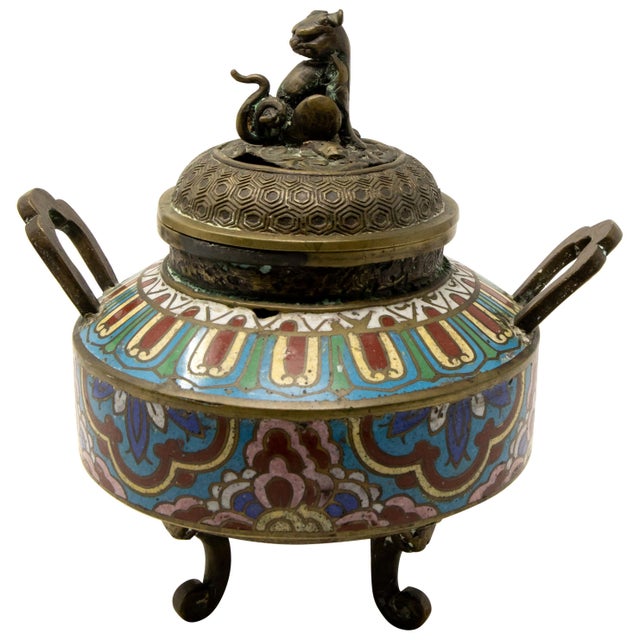 Early 20th Century Bronze Cloisonné Censer For Sale - Image 13 of 13