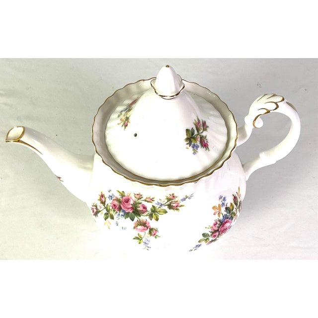 English 1990s Royal Albert-“ Moss Rose” English Fine Bone China Teapot For Sale - Image 3 of 10