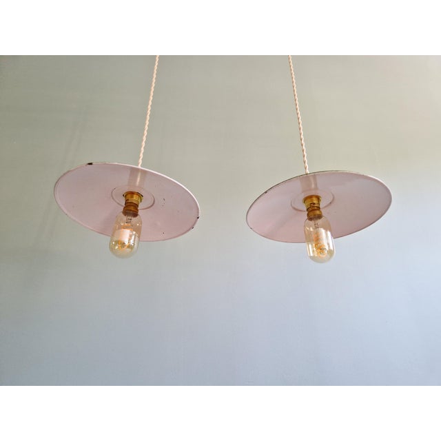 Green Industrial Pendant Light in Green Enameled Sheet Metal, 1940s For Sale - Image 8 of 17