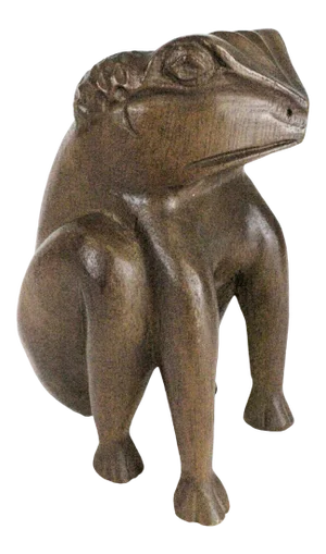 Mid Century Carved Wooden Frog