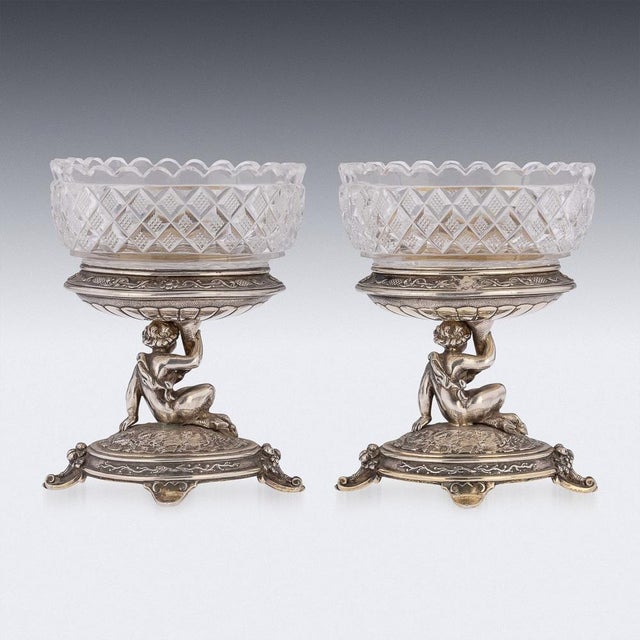 Late 19th Century 19th Century Victorian Silver & Glass Figural Salts from Elkington, 1896, Set of 2 For Sale - Image 5 of 18