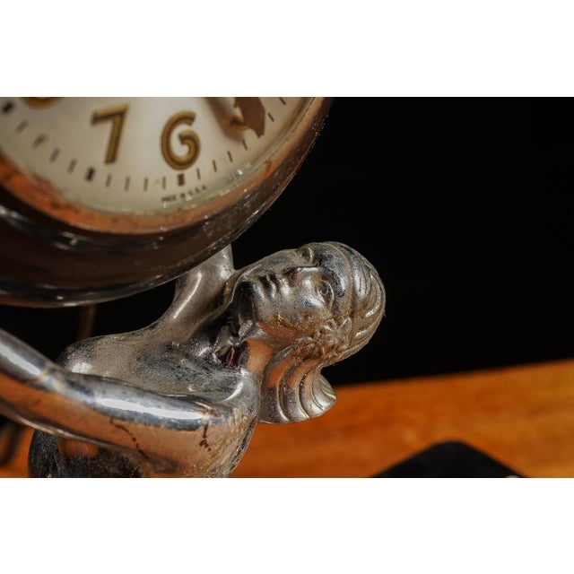 Antique Art Deco Goddess Clock For Sale In Chicago - Image 6 of 7