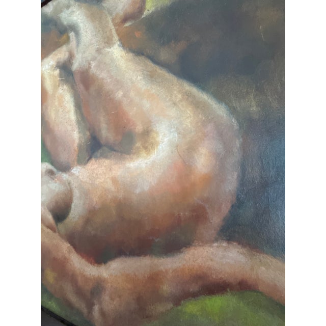 1960s Vintage Thelma Thal Signed Mid-Century Modernist Nude Oil Painting For Sale - Image 5 of 6