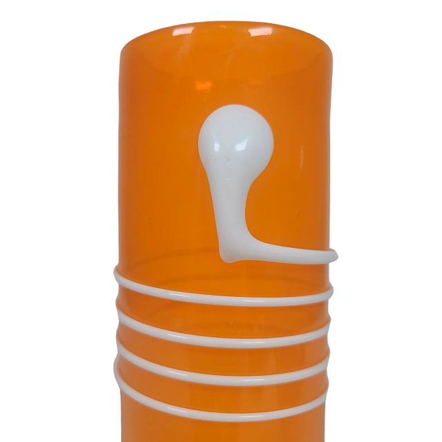 1970s 1970's Hand Blown Orange Italian Modernist Cased Glass Vase For Sale - Image 5 of 7