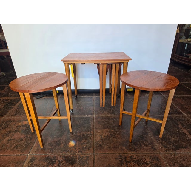 Mid Century Danish Modern Teak Nesting Tables Poul Hundevad Set 5 Tables For Sale In San Diego - Image 6 of 8