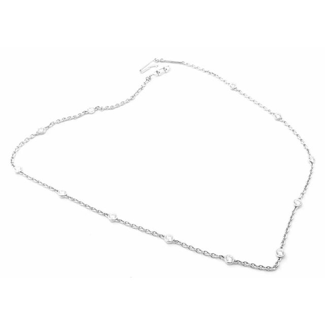 1990s Cartier Diamond 12 Station White Gold Chain Necklace For Sale - Image 10 of 11