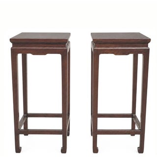 Pair of Asian Square Top Accent Tables or Side Tables For Sale