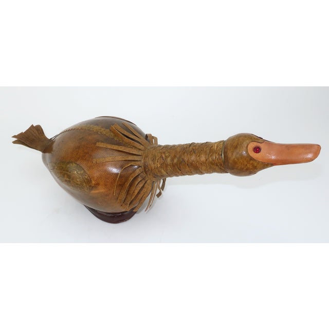 Mid 20th Century Italian Leather Covered Glass Duck Decanter For Sale - Image 4 of 13