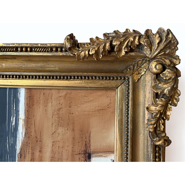 “Romantic” Abstract Art in 1800's Antique Frame, Transitional Living Room Art by JTS For Sale - Image 9 of 11
