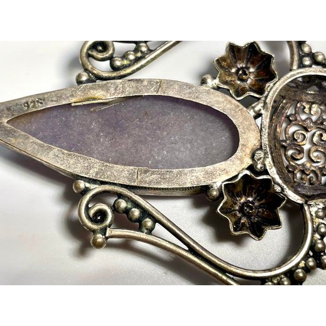 Early 20th Century Gemstone Necklace Victorian Style Iolite Sunstone Sterling Silver Necklace For Sale - Image 5 of 7