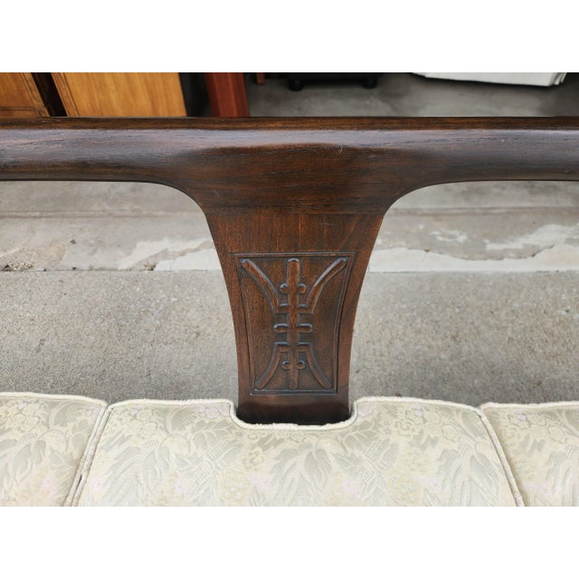 Black Vintage 1960's Chinoiserie Custom Wood Sofa For Sale - Image 8 of 10
