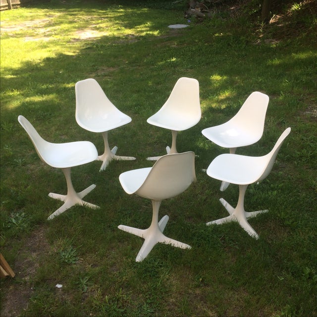 Burke Vintage White Tulip Chairs Set of 6 Chairish