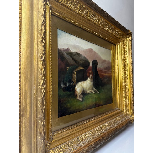 Wood English Victorian Hunting Oil Painting “Game Dogs” – Robert Cleminson (1864–1903) Gilt Framed For Sale - Image 7 of 18