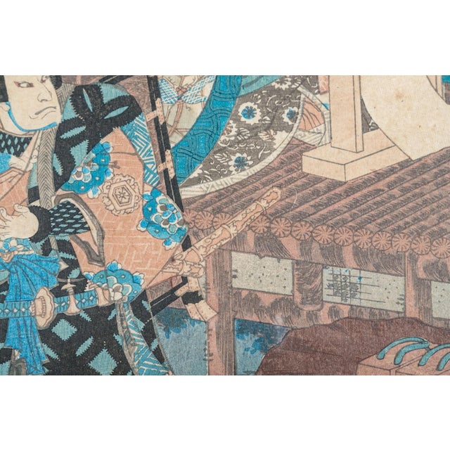 19th Century Custom Framed Utagawa Kunisada Signed Japanese Woodblock Prints—A Pair For Sale - Image 13 of 17