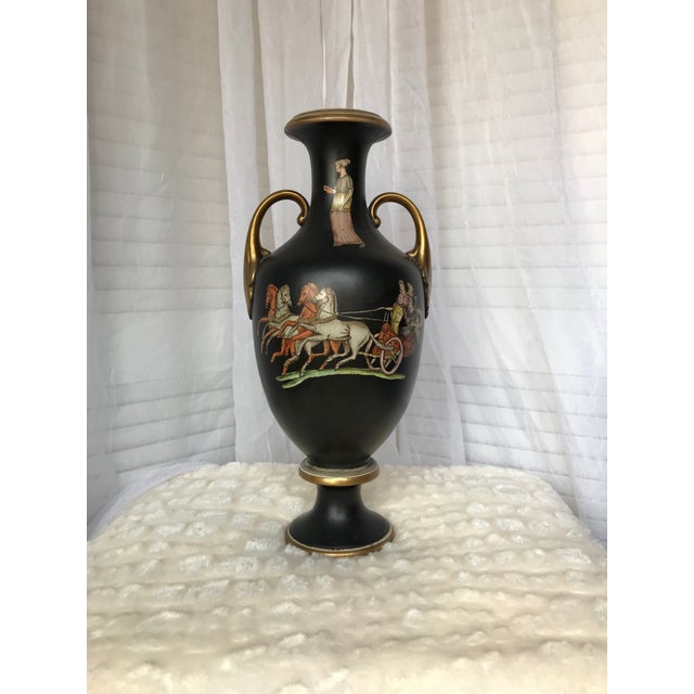 Antique Italian Neoclassical Basalt Grecian Style Porcelain Urn Vase For Sale - Image 4 of 13