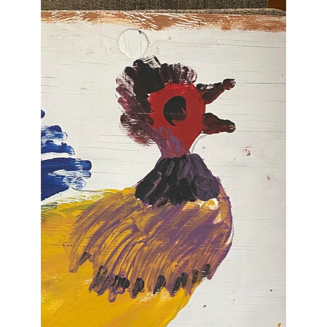 Late 20th Century “Farm Chicken” Jimmy Lee Sudduth Folk Art Painting For Sale - Image 10 of 13