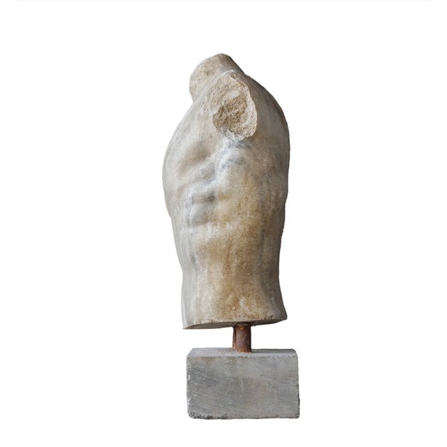 Contemporary Carved Marble Roman Statue Torso For Sale - Image 3 of 5