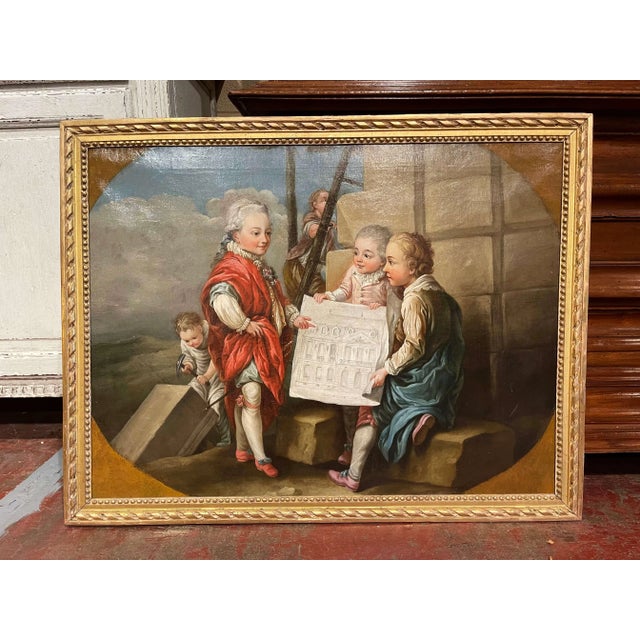Textile 18th Century French “Four Arts” Allegorical Paintings After Carle Van Loo For Sale - Image 7 of 18