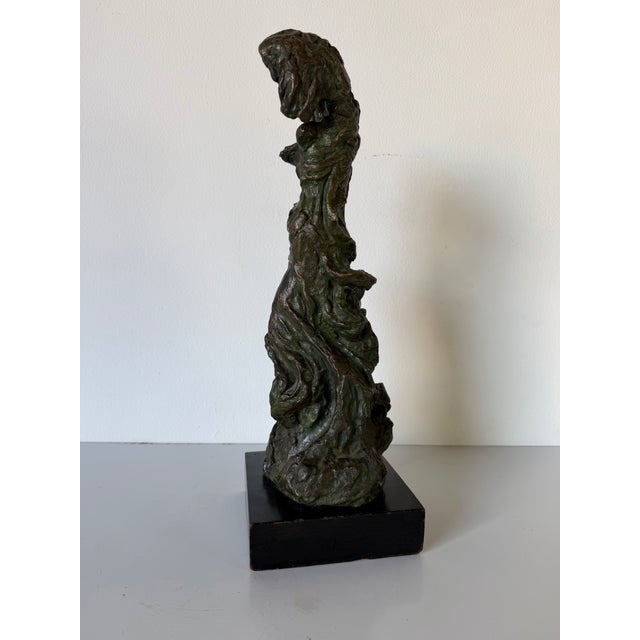 1950's George Koras Abstract Female Bronze Sculpture on Black Wood Base For Sale - Image 12 of 13