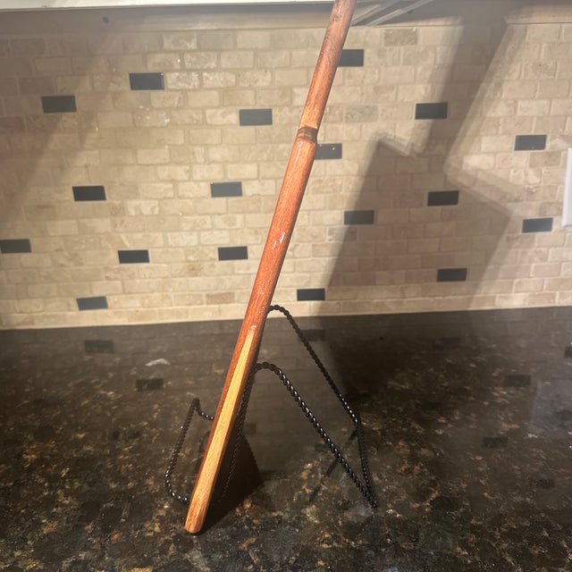 Vintage Acacia Wood Cutting Board or Serving Board With Handle For Sale - Image 10 of 11