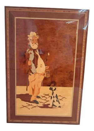 Vintage Italian Inlaid Marquetry Wall Art, 1960