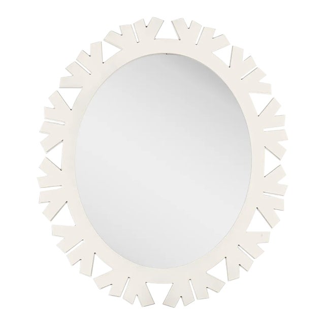 Fleur Home Audubon Bamboo Sticks Oval Mirror in White Dove, 22x27 For Sale