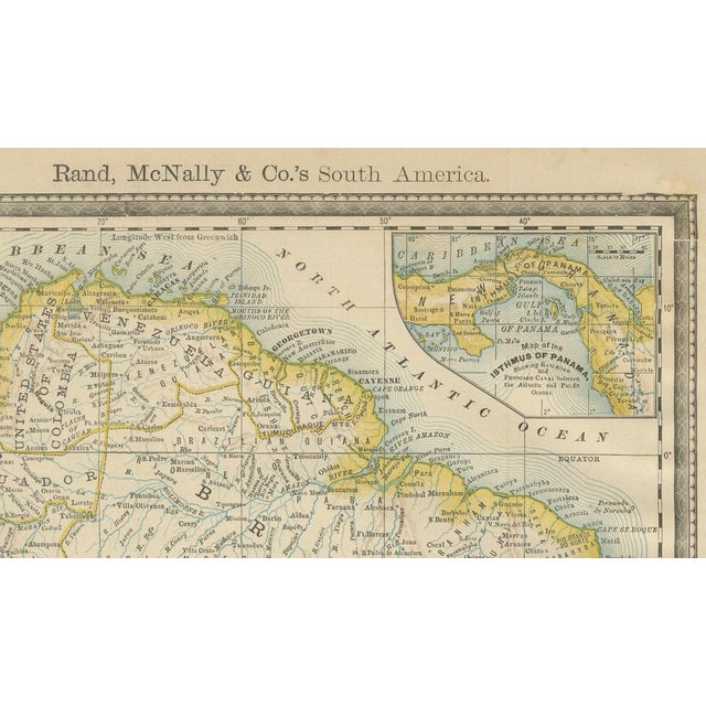 Antique South America Map by Rand McNally, 1888 For Sale - Image 3 of 9