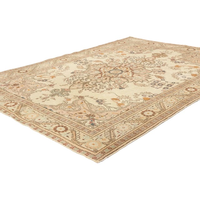 52133 Vintage Turkish Sivas Rug, 04’09 x 06’09. Turkish Sivas rugs, treated with a special antique-wash technique, are...