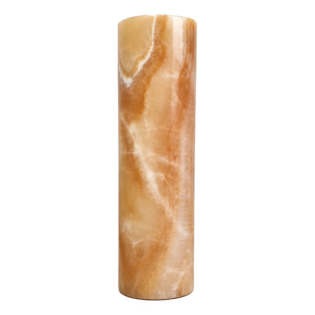 Cylindrical Vase in Natural Veined Onyx Semi-Precious Stone, 2000s For Sale